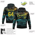 Custom Name and Number Math Sports Hoodie, Personalized 3D Pattern Sweatshirt in Black, Gold & Kelly Green - Team Apparel