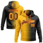 Custom Name Number Black Gold Orange Gradient Sports Hoodie Sweatshirt Pullover Fashion Team Personalized Stitched Personalized