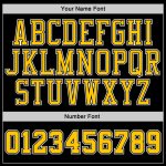 Custom Name and Number Sports Hoodie - Personalized Black Gold Pinstripe Pullover Sweatshirt Personalized Stitched Black