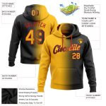 Custom Sports Hoodie with Stitched Name & Number - Black Gold-Red Gradient Pullover Sweatshirt Personalized Stitched Black