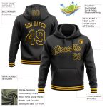 Custom Black Gold Sports Pullover Hoodie with Stitched Name & Number - Personalized Sweatshirt Personalized Stitched Black