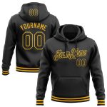Custom Black Gold Sports Pullover Hoodie with Stitched Name & Number - Personalized Sweatshirt Personalized Stitched Black