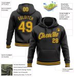 Personalized Black Gold Sports Hoodie Sweatshirt Pullover for Men and Women Personalized Stitched Black Gold Sports Pullover