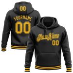 Personalized Black Gold Sports Hoodie Sweatshirt Pullover for Men and Women Personalized Stitched Black Gold Sports Pullover