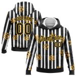 Custom Name Number 3D Pullover Hoodie Black Gold White Christmas Snowflakes Sweater Personalized Sports Apparel Personalized