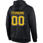 Personalized Black Gold-White Sports Hoodie Pullover Sweatshirt for Men and Women Personalized Stitched Black Gold-White
