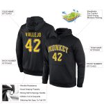 Custom Team Hoodie with Name and Number - Personalized Black Gold-White Sports Pullover Sweatshirt Personalized Stitched