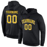 Custom Team Hoodie with Name and Number - Personalized Black Gold-White Sports Pullover Sweatshirt Personalized Stitched