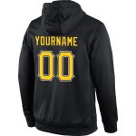 Custom Team Hoodie with Name and Number - Personalized Black Gold-White Sports Pullover Sweatshirt Personalized Stitched