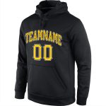 Custom Team Hoodie with Name and Number - Personalized Black Gold-White Sports Pullover Sweatshirt Personalized Stitched
