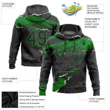 Custom Name and Number 3D Pattern Hoodie for Sports, Personalized Stitched Torn Paper Style Sweatshirt Pullover Personalized