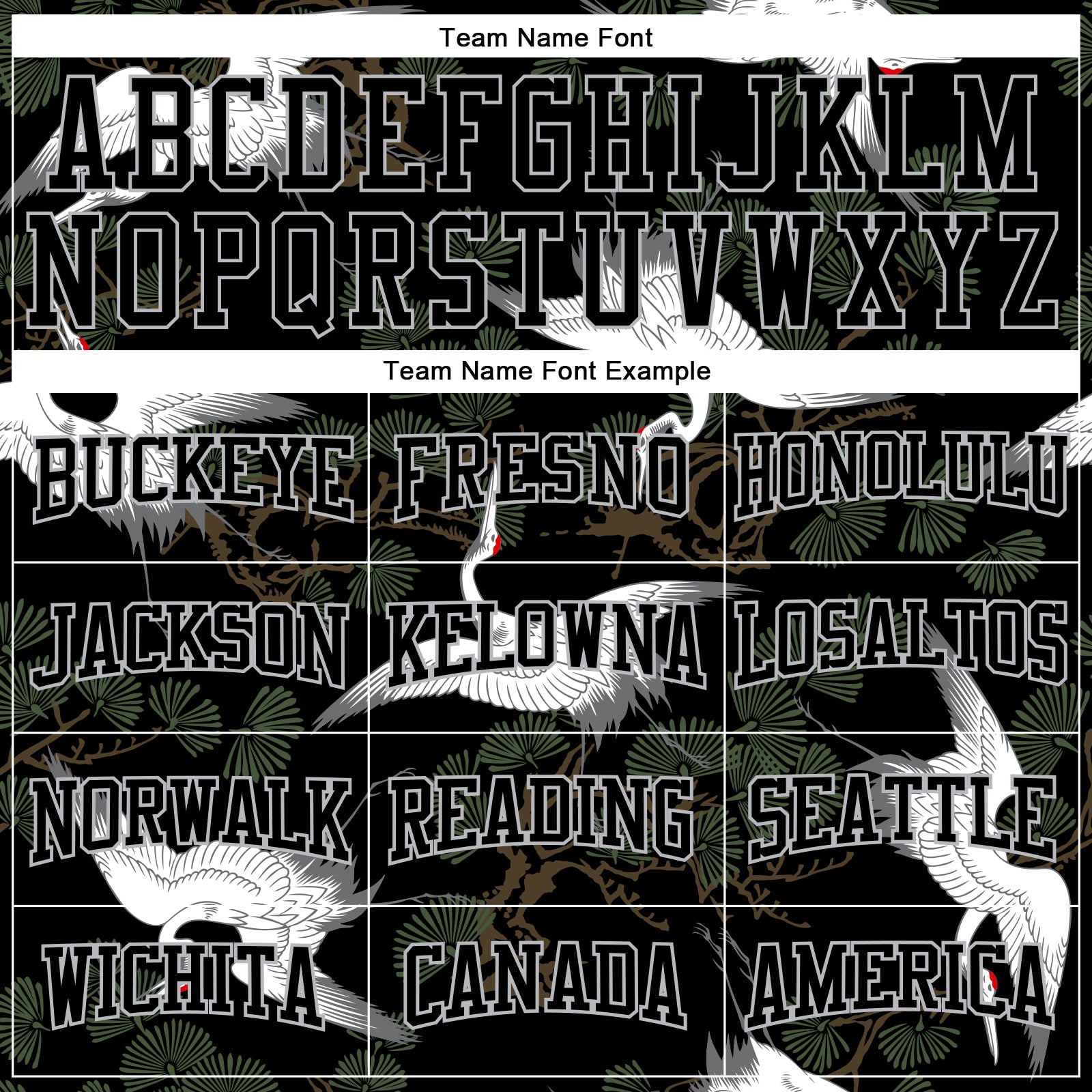 Personalized Stitched Black Gray 3D Pattern Design Crane And Green Pine Tree Sports Pullover Sweatshirt Hoodie Team Custom Name and Number Custom Name Number Sports Hoodie with 3D Pattern Crane & Green Pine Tree, Personalized Black Gray Pullover Sweatshirt Personalized - Image 3
