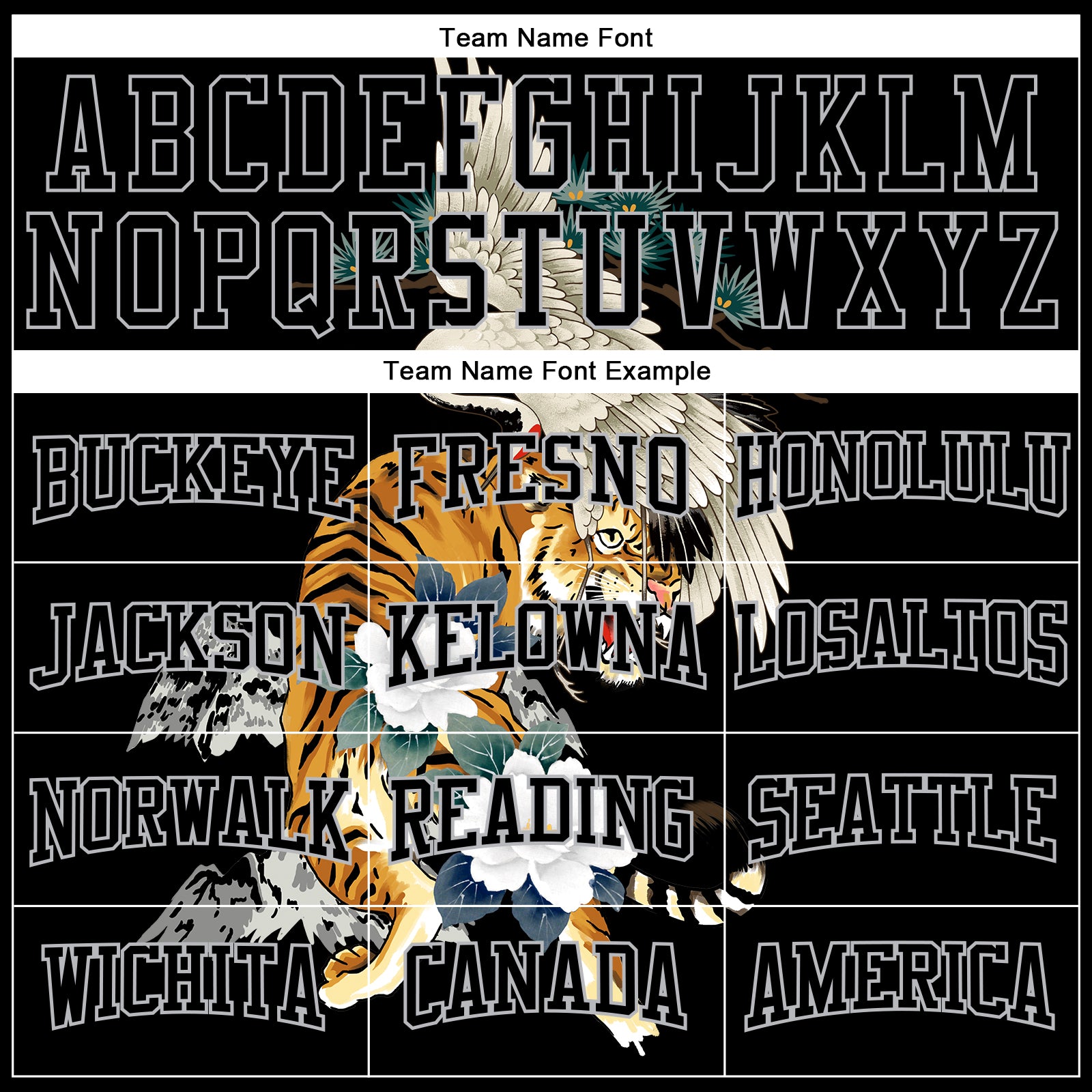 Personalized Stitched Black Gray 3D Pattern Design Crane And Tiger Sports Pullover Sweatshirt Hoodie Team Custom Name and Number Custom Name and Number 3D Pattern Crane Tiger Sports Hoodie Pullover Sweatshirt Personalized Stitched Black Gray Design Personalized - Image 3