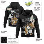 Custom Name and Number 3D Pattern Crane Tiger Sports Hoodie Pullover Sweatshirt Personalized Stitched Black Gray Design Personalized