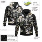 Customizable 3D Heron and Flower Sports Hoodie with Name and Number - Personalized Black Gray Sweatshirt Pullover Personalized