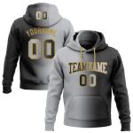 Custom Team Name Number Sports Hoodie Sweatshirt Black Gray Gold Gradient Personalized Stitched Pullover Personalized Stitched