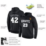 Custom Team Name Number Hoodie Sweatshirt - Personalized Black Gray Pinstripe Pullover Personalized Stitched Black Gray Pinstripe