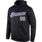 Custom Team Hoodie with Name and Number - Personalized Black Gray Purple Stitched Sports Pullover Sweatshirt Personalized