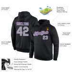 Custom Team Hoodie with Name and Number - Personalized Black Gray Purple Stitched Sports Pullover Sweatshirt Personalized