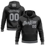 Personalized Black Gray Sports Hoodie Sweatshirt Pullover for Men and Women Personalized Stitched Black Gray Sports Pullover