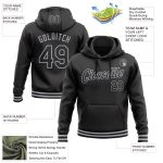 Custom Name Number Black Gray Sports Hoodie Pullover Sweatshirt - Personalized Team Apparel Personalized Stitched Black Gray