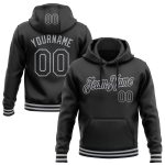 Custom Name Number Black Gray Sports Hoodie Pullover Sweatshirt - Personalized Team Apparel Personalized Stitched Black Gray