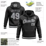 Custom Name Number Hoodie Sports Pullover Sweatshirt Personalized Stitched Black Gray-White Personalized Stitched Black Gray-White