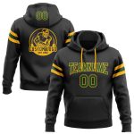 Custom Team Football Hoodie with Stitched Name and Number - Black Green-Gold Pullover Sweatshirt Personalized Stitched Black