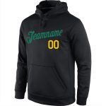 Custom Named 3D Skull Pineapple Head Hoodie Sweatshirt - Personalized Stitched Black Kelly Green-Gold Team Design Personalized