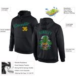 Custom Named 3D Skull Pineapple Head Hoodie Sweatshirt - Personalized Stitched Black Kelly Green-Gold Team Design Personalized