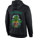 Custom Named 3D Skull Pineapple Head Hoodie Sweatshirt - Personalized Stitched Black Kelly Green-Gold Team Design Personalized