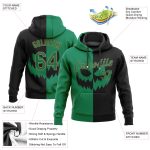Personalized Halloween Pumpkin Sports Hoodie Custom Name & Number - Stitched Black Green Old Gold 3D Scary Faces Pullover Sweatshirt