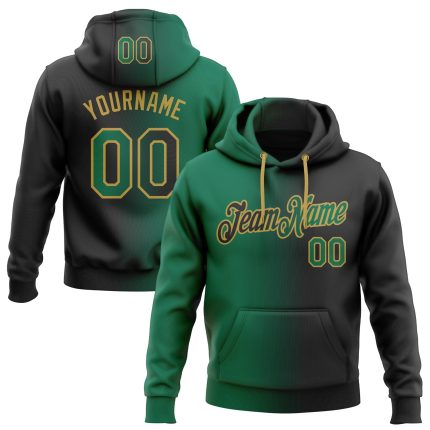 Custom Name Number Black Green Gradient Sports Hoodie Sweatshirt Pullover - Personalized Team Apparel Personalized Stitched