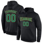 Custom Sports Hoodie with Personalized Name and Number, Black Kelly Green-Old Gold Pullover Sweatshirt Personalized Stitched