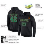 Custom Sports Hoodie with Personalized Name and Number, Black Kelly Green-Old Gold Pullover Sweatshirt Personalized Stitched