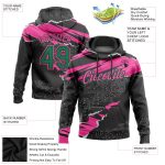 Custom Name and Number Personalized 3D Pattern Torn Paper Sports Hoodie | Black Kelly Green-Pink Pullover Sweatshirt Personalized
