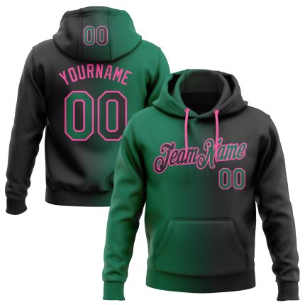 Custom Name Number Gradient Pullover Hoodie Stitched Black Kelly Green Pink Fashion Sports Sweatshirt Personalized Stitched