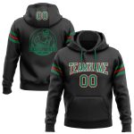 Custom Football Hoodie with Name and Number - Stitched Black, Kelly Green and Red Pullover Sweatshirt Personalized Stitched