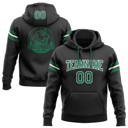 Custom Team Football Hoodie with Personalized Name & Number - Black, Kelly Green, White Pullover Sweatshirt Personalized