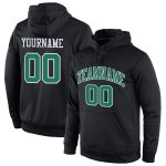 Custom Team Hoodie with Name and Number - Personalized Black Kelly Green-White Pullover Sweatshirt Personalized Stitched