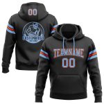 Custom Personalized Football Hoodie Sweatshirt - Stitched Black Light Blue Orange with Team Name & Number Personalized Stitched