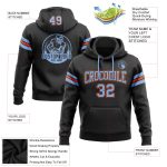 Custom Personalized Football Hoodie Sweatshirt - Stitched Black Light Blue Orange with Team Name & Number Personalized Stitched