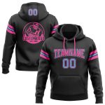 Custom Football Hoodie with Stitched Team Name & Number - Black, Light Blue & Pink Pullover Sweatshirt Personalized Stitched