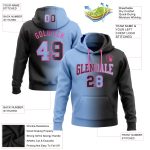 Custom Name Number Sports Hoodie for Team - Personalized Stitched Black Light Blue Pink Gradient Sweatshirt Pullover Personalized