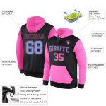 Custom Team Hoodie with Personalized Name and Number - Black Light Blue-Pink Stitched Sports Pullover Sweatshirt Personalized