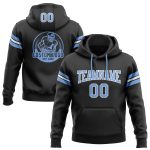 Custom Name Number Football Hoodie Sweatshirt Personalized Stitched Black Light Blue White Team Gear Personalized Stitched