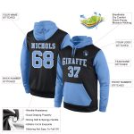 Personalized Black Light Blue-White Sports Hoodie Sweatshirt Pullover Personalized Stitched Black Light Blue-White Sports