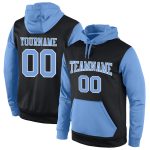 Personalized Black Light Blue-White Sports Hoodie Sweatshirt Pullover Personalized Stitched Black Light Blue-White Sports