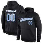 Custom Name Number Sports Hoodie Black Light Blue White Stitched Pullover Sweatshirt for Team Personalized Stitched Black