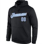 Custom Name Number Sports Hoodie Black Light Blue White Stitched Pullover Sweatshirt for Team Personalized Stitched Black